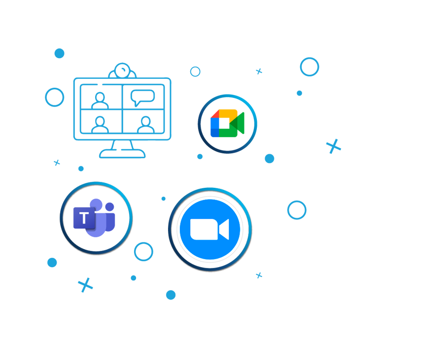 Video conferencing icon with google meet, Microsoft Teams and Zoom icon