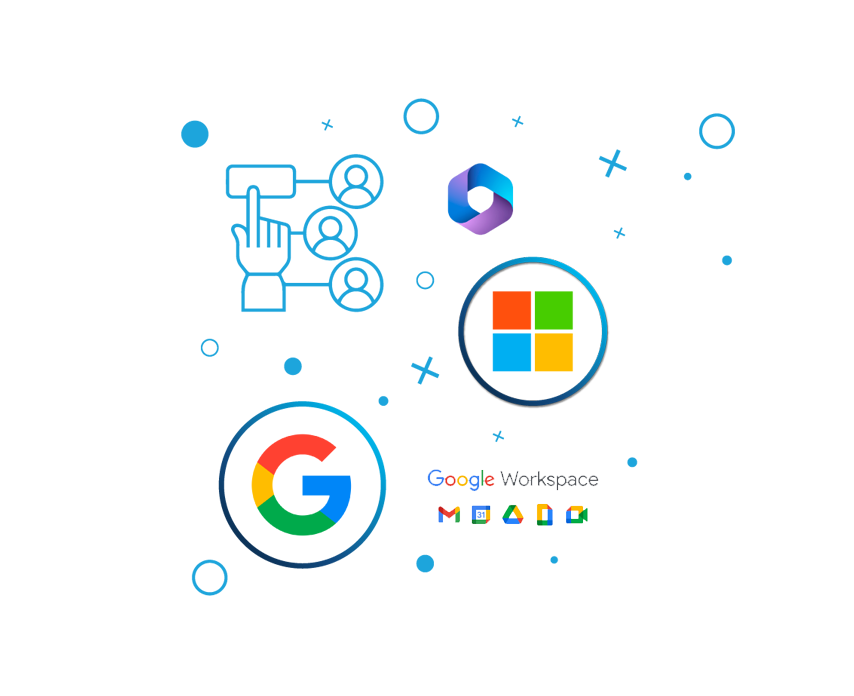 User selection icon with Google Workplace and Microsoft 365 icons