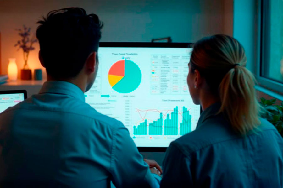 A person checking graphs of his company's financial costs.