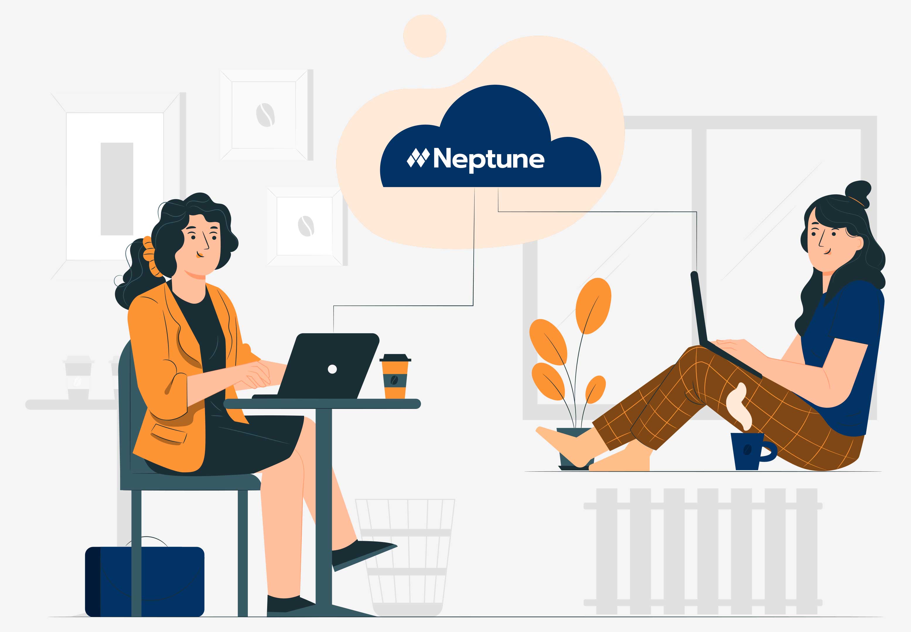 Duas mulheres ultilizando o o workplanning solução do neptune para orgnazização de escalas de trabalho hibridas